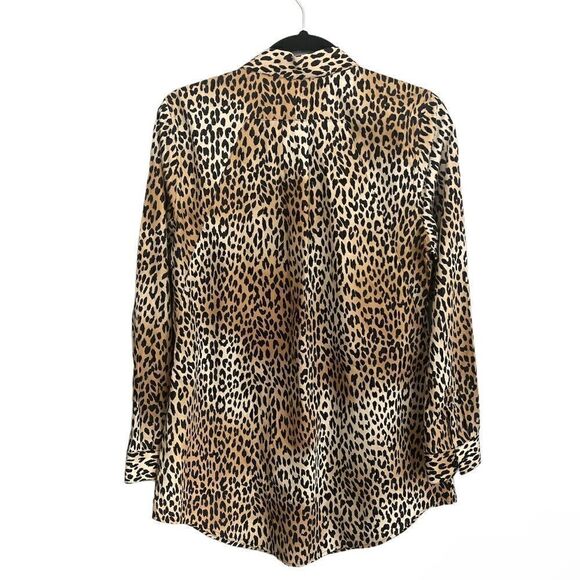 Chico’s Women’s size 0 size 4-6 New Cheetah animal print No Iron Blouse - Picture 2 of 13
